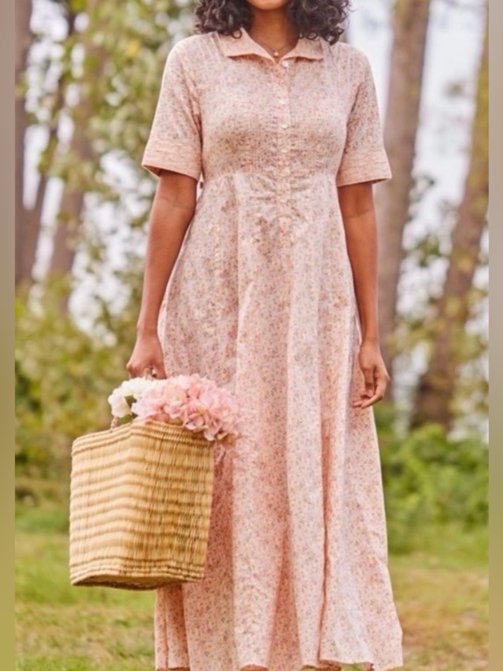 April Cornell Large Cornwall Governess Dress In Orange Floral Print  NWOT